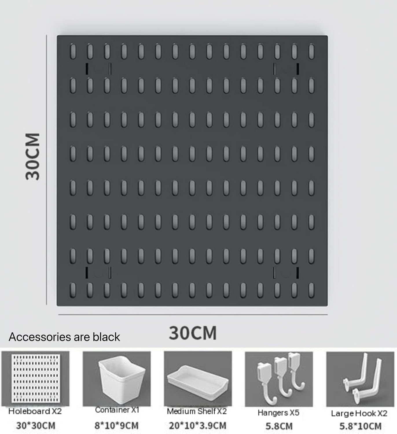 Modular Pegboard Wall Organizer Kit - 2 Pegboards, 10 Accessories, No Drill Installation, Space-Saving Storage & Display for Kitchen, Office - Image 2