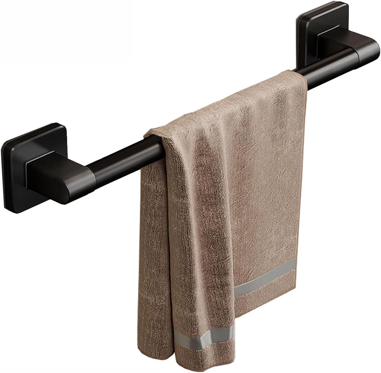 Towel Rail, 40CM Sticky Towel Rail Wall Mounted, Anti Rust Towel Rack, Single Wall Mounted Towel Bars for the Bathroom Kitchen Toilet, Black - Image 1