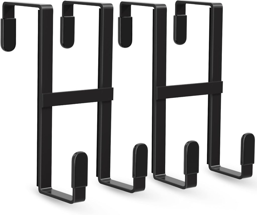 2 Packs Over The Door Hooks, Double Sided Door Hanger Hook - Heavy Duty No Drill Wall Hooks for Hanging Coats, Towels, Bags, Kitchen Closet Fits Most Doors Up to 1-7/8" Thickness (5.12" L, White)