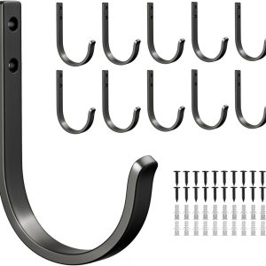 Wall Hooks for Hanging Towel/Coat - 22LB Screw in Metal Hanger Wall Mount, for Outdoor, Closet, Door, Bathrooms, for Backpack, Robe, Black 5 Pack - Image 4