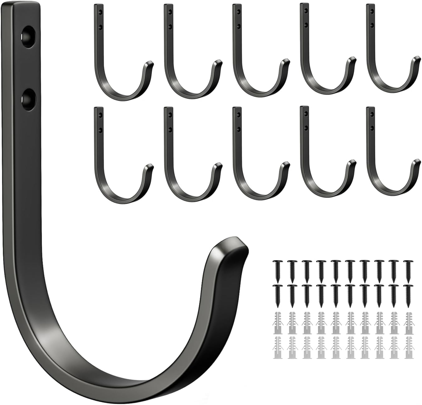 Wall Hooks for Hanging Towel/Coat - 22LB Screw in Metal Hanger Wall Mount, for Outdoor, Closet, Door, Bathrooms, for Backpack, Robe, Black 5 Pack - Image 4