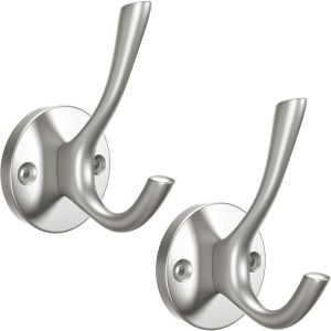 2 Pack Bathroom Towel Hooks, Screw in Door Hooks for Hanging Coat Robe Keys Clothes Bags(Chrome) - Image 3