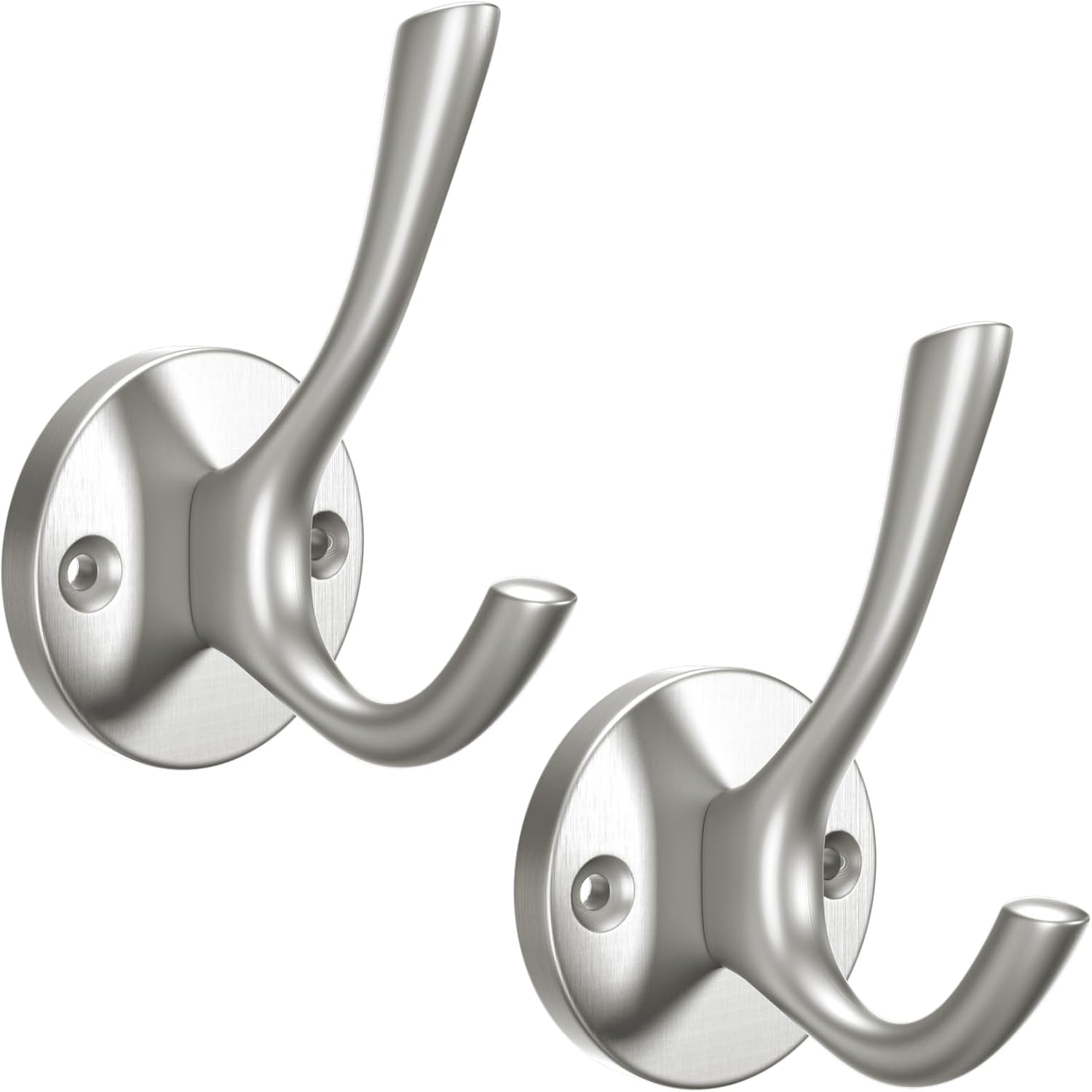 2 Pack Bathroom Towel Hooks, Screw in Door Hooks for Hanging Coat Robe Keys Clothes Bags(Chrome) - Image 3