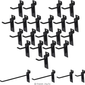 20Pcs 8 Inch Heavy Duty Slatwall Hooks Assortment Kit, Slatwall Accessories Slatwall Panel Hooks Garage Organization Slat Wall Hooks Pegboard Gridwall Hooks Display Hooks for Retail Black - Image 2