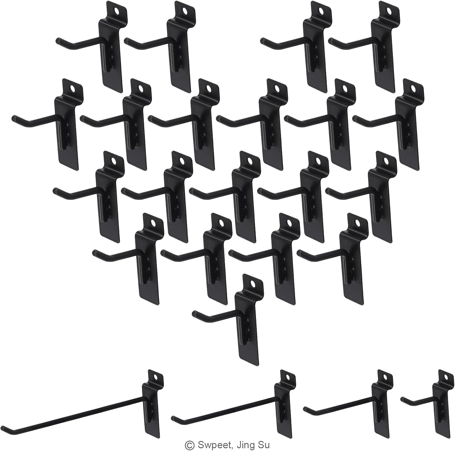 20Pcs 8 Inch Heavy Duty Slatwall Hooks Assortment Kit, Slatwall Accessories Slatwall Panel Hooks Garage Organization Slat Wall Hooks Pegboard Gridwall Hooks Display Hooks for Retail Black - Image 2