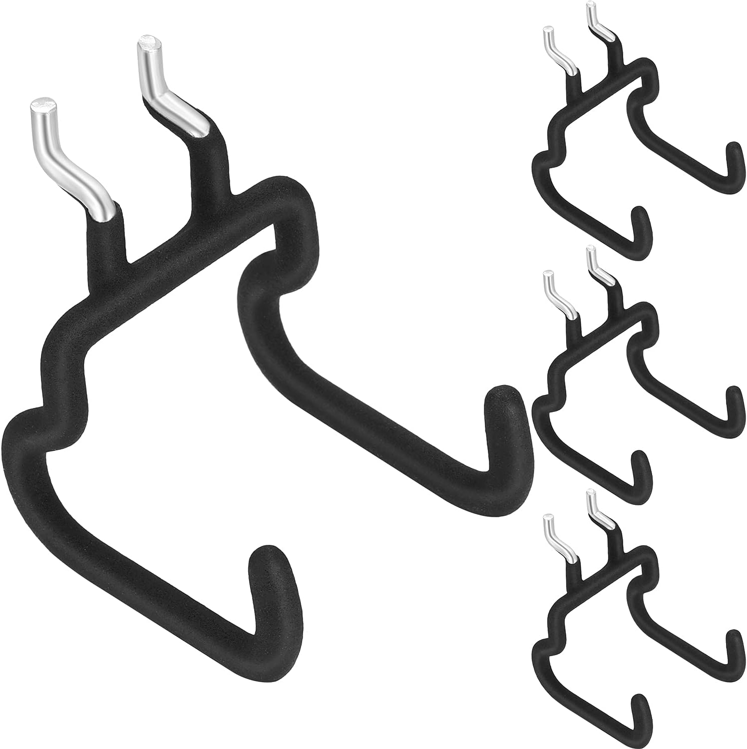 4 Pack Pegboard Drill Holder Hooks, Black Metal Peg Board Hooks for Hanging Power Tools, Utility Hook for Garage Tool Organizer, Workbench, Craft Room and Wall Storage(2.75 x 2.56 x 3.54 Inch) - Image 1
