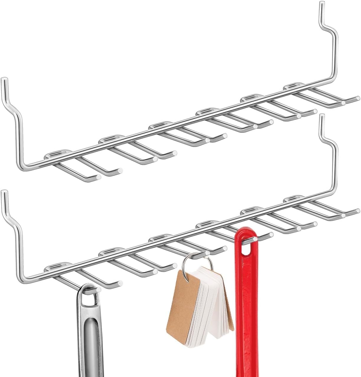 Storage Hooks, Dual Hook Adjustable Storage Hooks for Pegboards, Space Saving Iron Hooks for Home Garage Workshop Retail and Commercial Organization - Image 1