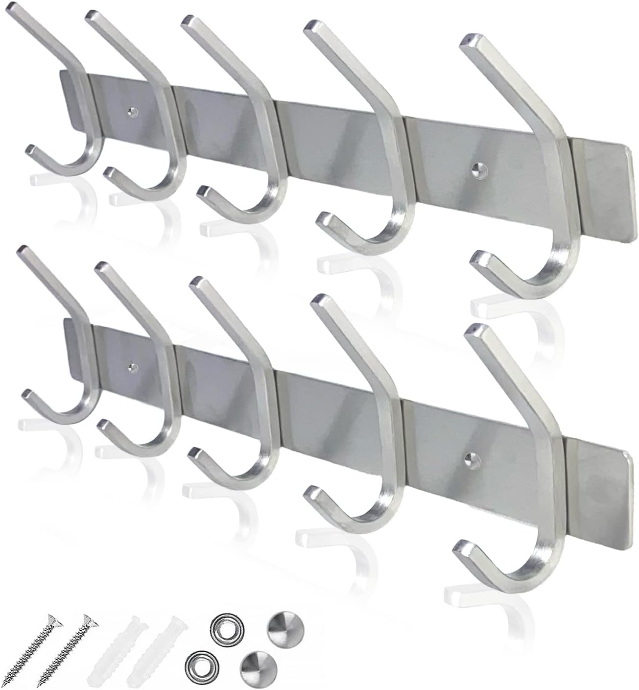 Coat Hooks for Wall - Stainless Steel Coat Racks (2 Pack) - Heavy Duty Coat Hook Wall Mounted - Premium Design Rust Free Coat Hanger for Clothes (Wooden Nickel) - Image 6
