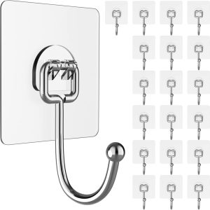 Large Hooks for Hanging Heavy-Duty 44Ib(Max) 10 Packs, Wall Hangers without Nails Self-Adhesive Traceless Clear and Removable, Waterproof and Rustproof Multiple Uses for Bathroom Kitchen Home - Image 3