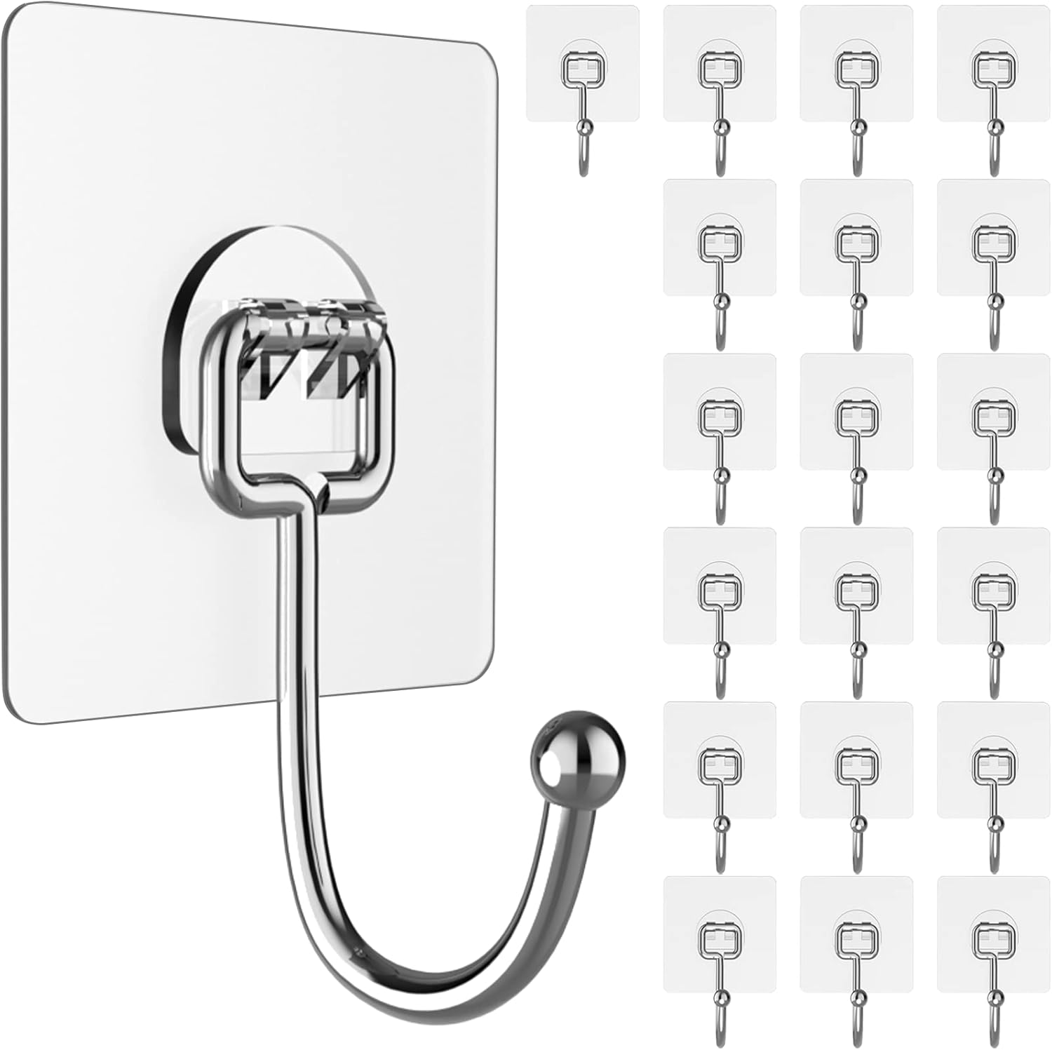 Large Hooks for Hanging Heavy-Duty 44Ib(Max) 10 Packs, Wall Hangers without Nails Self-Adhesive Traceless Clear and Removable, Waterproof and Rustproof Multiple Uses for Bathroom Kitchen Home - Image 3