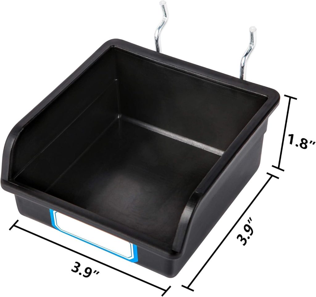 Pegboard Bins with Hooks and Labels, for Organizing Accessories, 10 Packs, Black