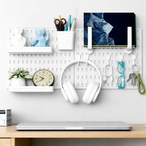 Modular Pegboard Wall Organizer Kit - 2 Pegboards, 10 Accessories, No Drill Installation, Space-Saving Storage & Display for Kitchen, Office - Image 3