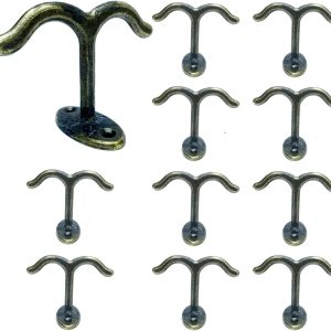 10 Pcs Zinc Alloy Ceiling Double Hook Cabinet Wardrobe Coat Towel Hat Hook Hooks Under Cabinet Shelf (Black) - Image 4