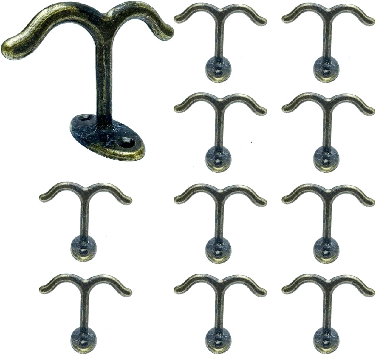 10 Pcs Zinc Alloy Ceiling Double Hook Cabinet Wardrobe Coat Towel Hat Hook Hooks Under Cabinet Shelf (Black) - Image 4