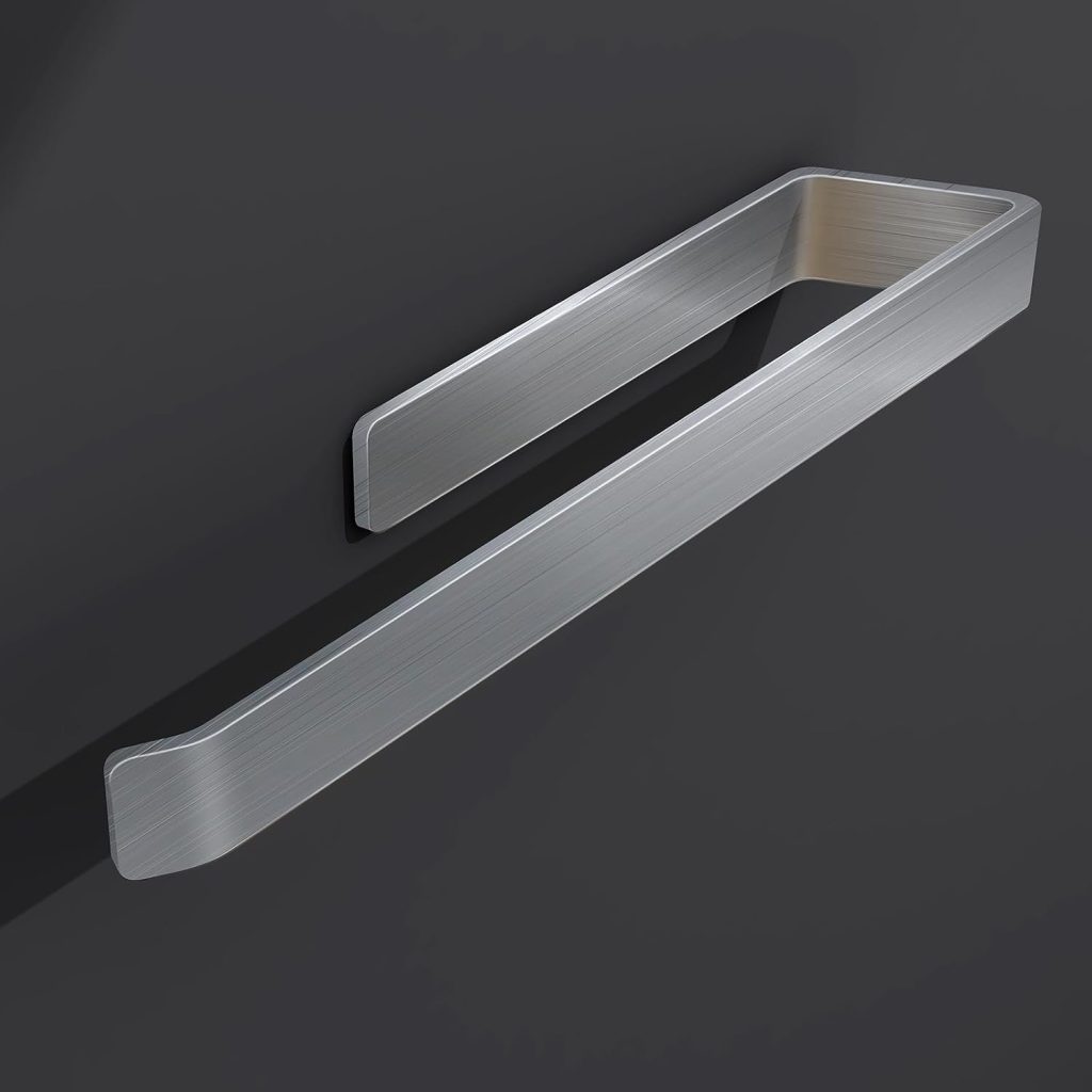 Matte Black Towel Holder Self-adhesive Towel Rack 38cm/15Inch Stainless Steel Towel Rail Wall Mounted Towel Bar for Bathroom,Kitchen,Bedroom