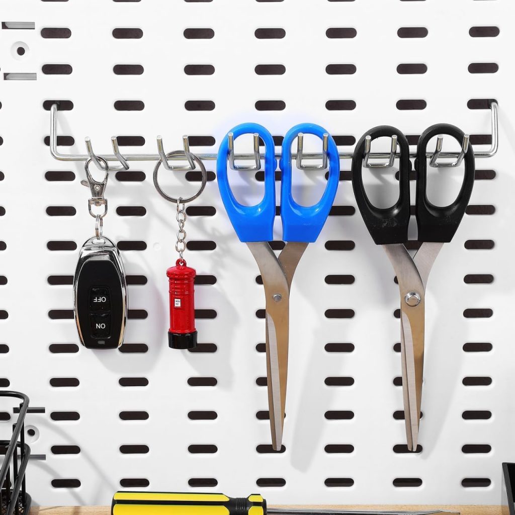 Storage Hooks, Dual Hook Adjustable Storage Hooks for Pegboards, Space Saving Iron Hooks for Home Garage Workshop Retail and Commercial Organization