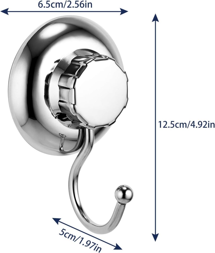 No-Drilling/Suction Cup 2 Pack Single Robe Hook - Vaccum System - Stainless Steel Never Rust - for Bathroom & Kitchen