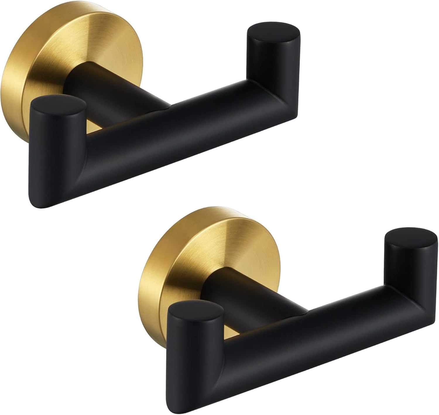 2 Pcs Double Door Hooks,Bathroom Towel Hooks Screw in SUS 304 Stainless Steel Heavy Duty Robe Coat Hooks Wall Mounted for Bedroom or Kitchen(Matte Black) - Image 5