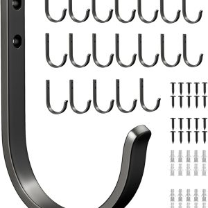 Wall Hooks for Hanging Towel/Coat - 22LB Screw in Metal Hanger Wall Mount, for Outdoor, Closet, Door, Bathrooms, for Backpack, Robe, Black 5 Pack - Image 8
