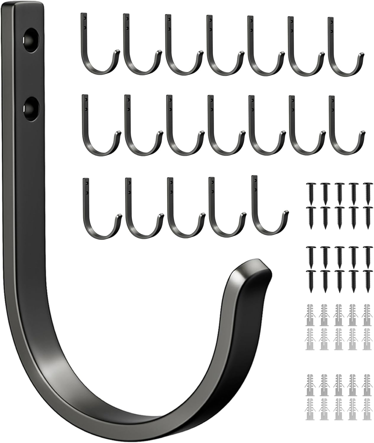 Wall Hooks for Hanging Towel/Coat - 22LB Screw in Metal Hanger Wall Mount, for Outdoor, Closet, Door, Bathrooms, for Backpack, Robe, Black 5 Pack - Image 8