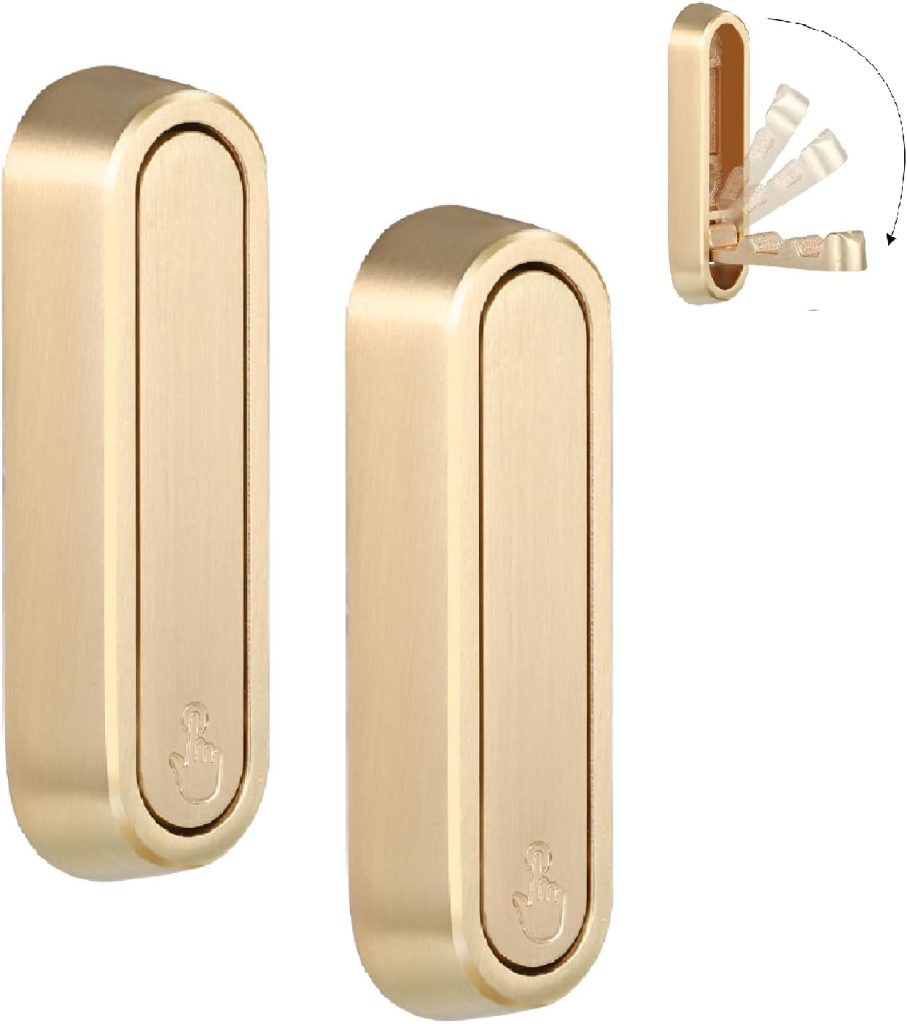 Foldable Wall Hook, 40 lbs Heavy Duty Screw Mounted, Aluminum Alloy Flip-Down Gold Coat Hook, Space-Saving Folding Wall Hanger for Bathroom Bedroom Entryway Closet, Includes Screws (2 Pack)
