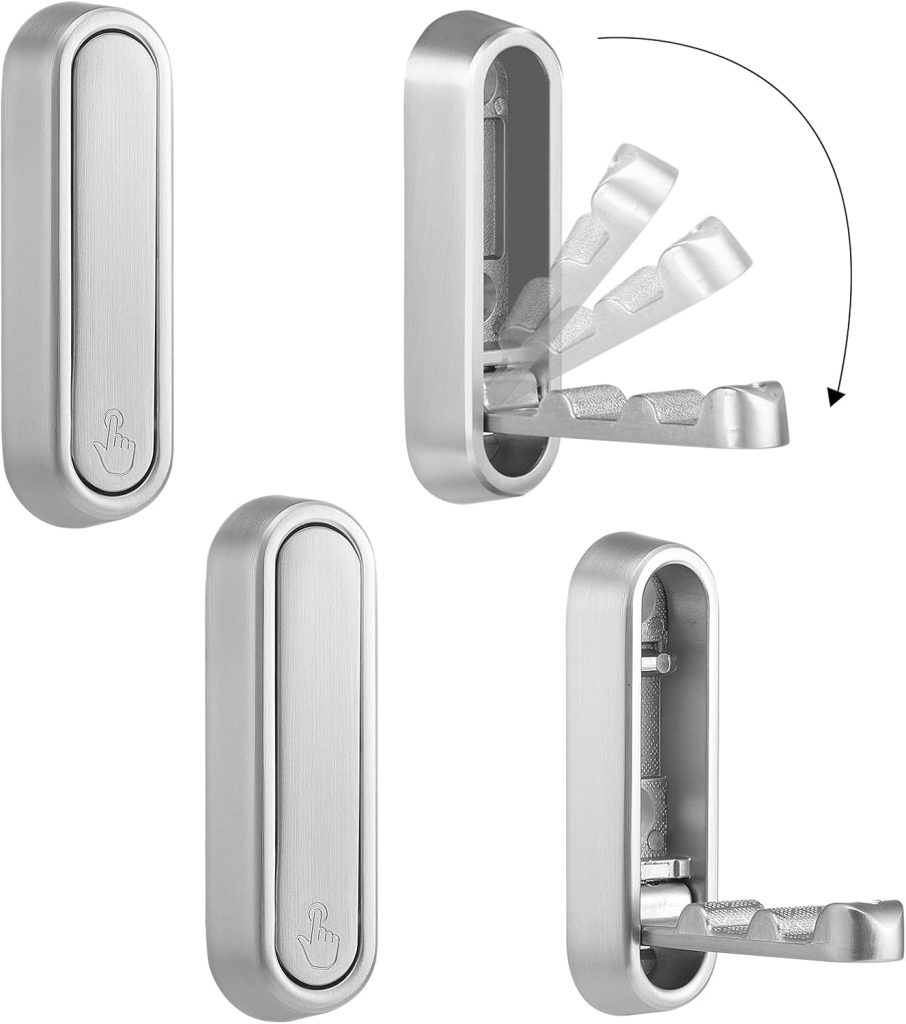 Foldable Wall Hook, 40 lbs Heavy Duty Screw Mounted, Aluminum Alloy Flip-Down Gold Coat Hook, Space-Saving Folding Wall Hanger for Bathroom Bedroom Entryway Closet, Includes Screws (2 Pack)