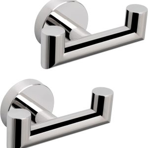 2 Pcs Double Door Hooks,Bathroom Towel Hooks Screw in SUS 304 Stainless Steel Heavy Duty Robe Coat Hooks Wall Mounted for Bedroom or Kitchen(Matte Black) - Image 4