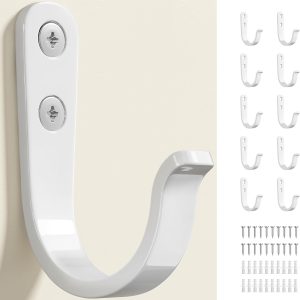 10Pcs Wall Hooks for Bathroom, Kitchen, Closet, and Garage - Black Metal Hooks for Hanging Coats, Towels, Hats, Keys, Bags, and Coffee Cups - Holds Up to 40 lbs | for Bathroom, Kitchen, Closet, and Garage, for Hanging Coats, Towels - Image 2