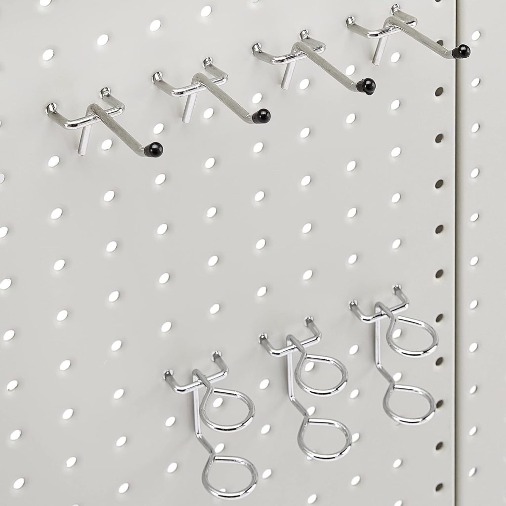 Basics Rectangular Metal Pegboard Kit 48 Pieces, Gray
