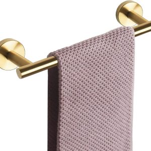 Towel Bar, 12 Inch Wall Mounted Hand Towel Holder for Bathroom, Round SUS304 Stainless Steel Rail with Brushed Gold Finish, Modern Bathroom Kitchen - Image 1