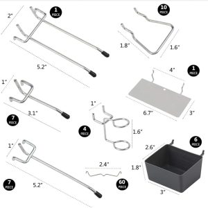 140-Piece Pegboard Hooks Assortment, Pegboard Accessories with Pegboard Bins for Organizing Various Tools - Image 3