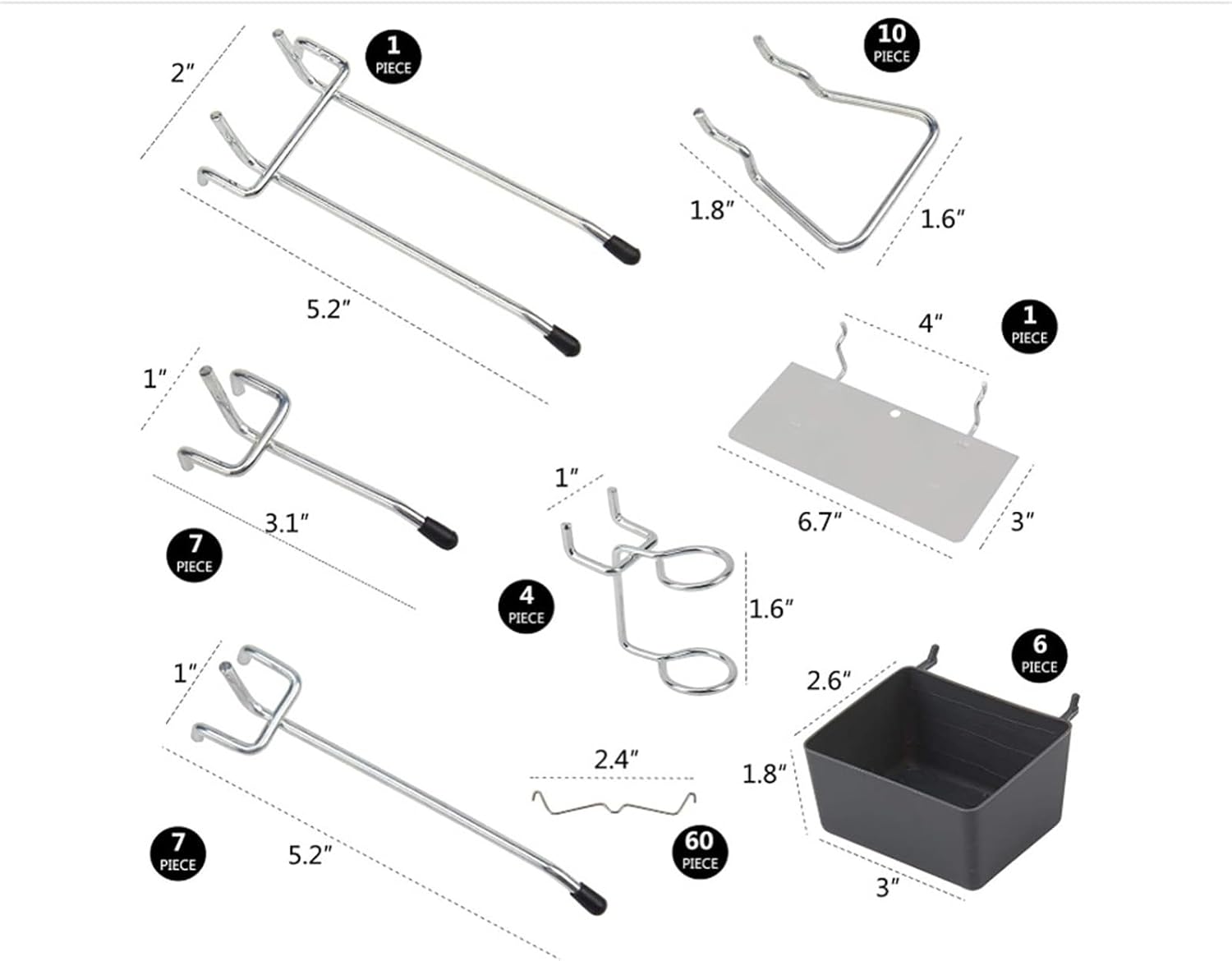 140-Piece Pegboard Hooks Assortment, Pegboard Accessories with Pegboard Bins for Organizing Various Tools - Image 3