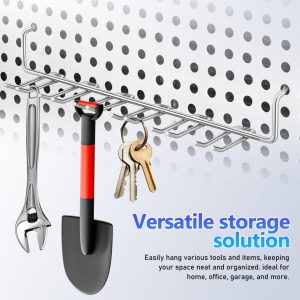 Storage Hooks, Dual Hook Adjustable Storage Hooks for Pegboards, Space Saving Iron Hooks for Home Garage Workshop Retail and Commercial Organization - Image 4