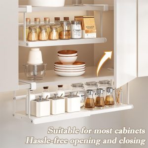 Storage Basket, Shallow Metal Rack for Easy Access, Essential Home Organizer for Bedroom, Bathroom and Closet, Space Saver, White - Image 3