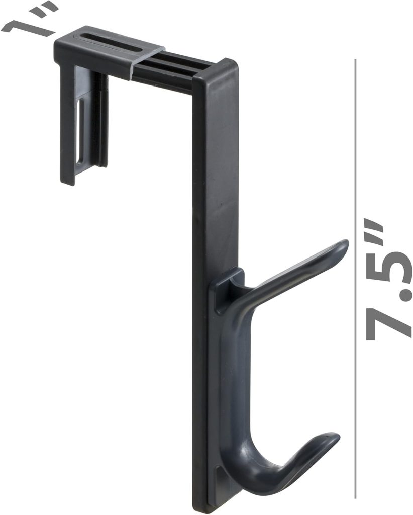 Double Coat Hooks for Cubicle Panels, Adjustable, Comes in 2 Pack (22009) Black