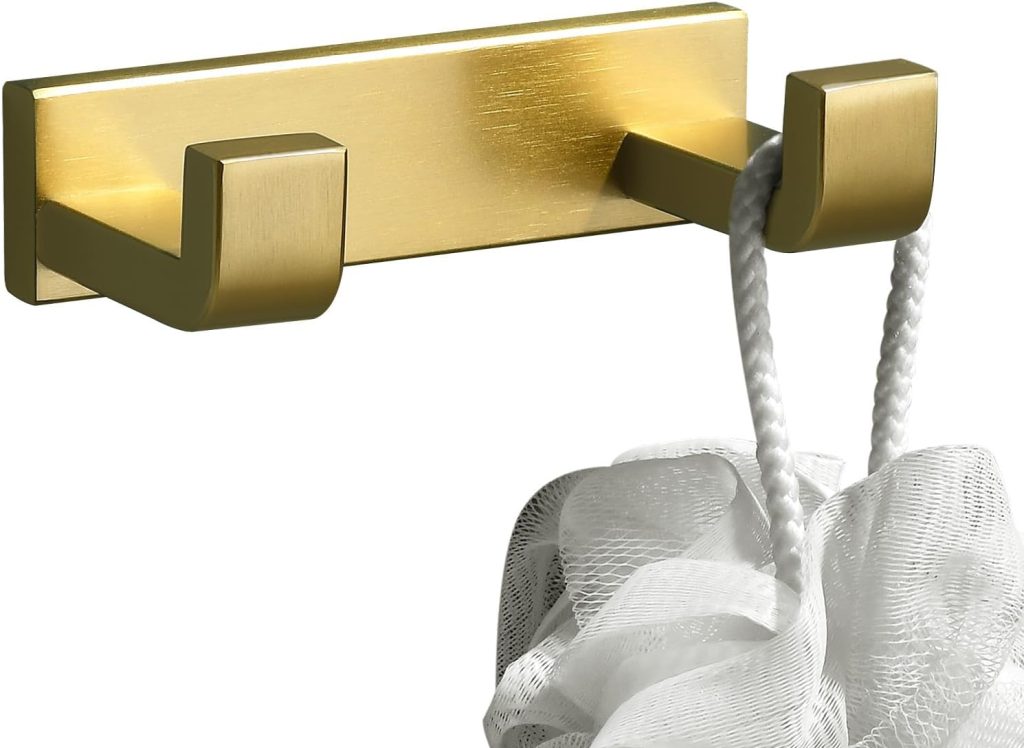 Chrome Towel Hooks, Robe Coat and Clothes Double Hooks, Heavy Duty SUS304 Stainless Steel Wall Hooks Hanger for Bathroom Kitchen Bedroom