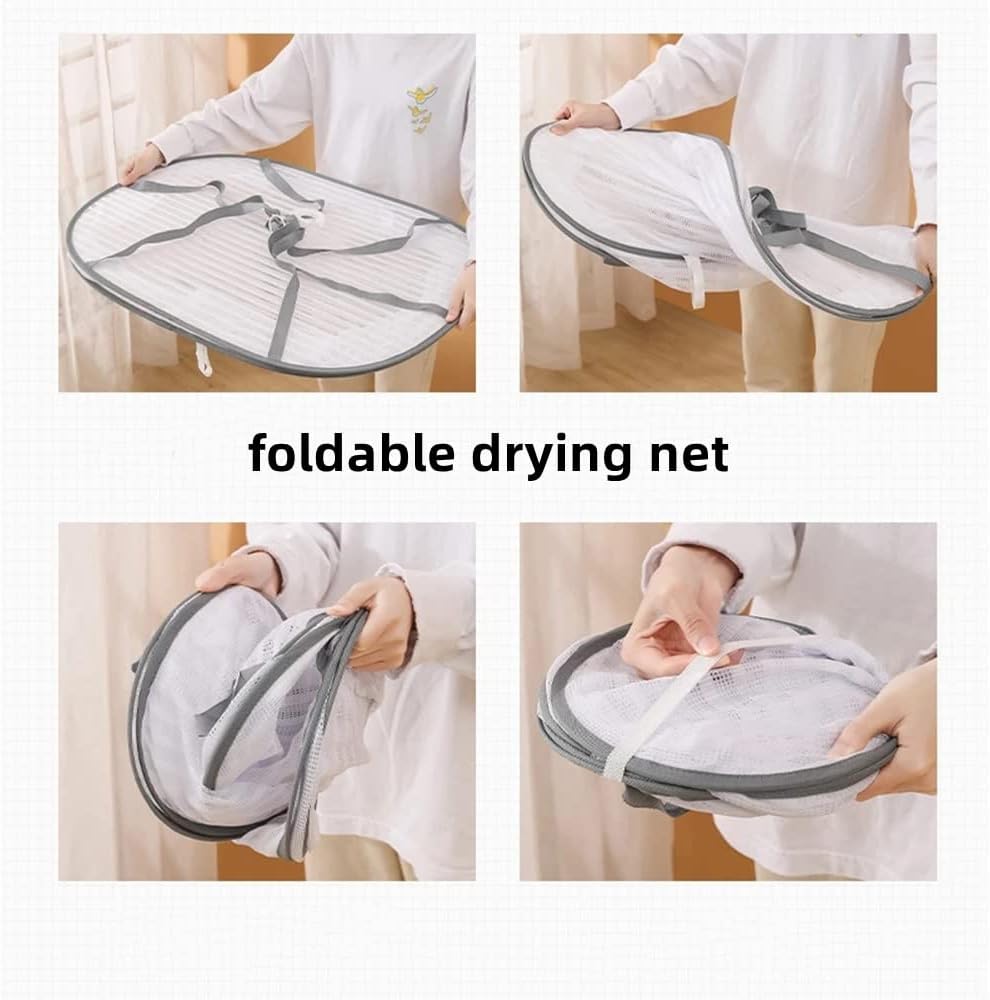Zippered Hanging Mesh Laundry Drying Basket, 60 cm