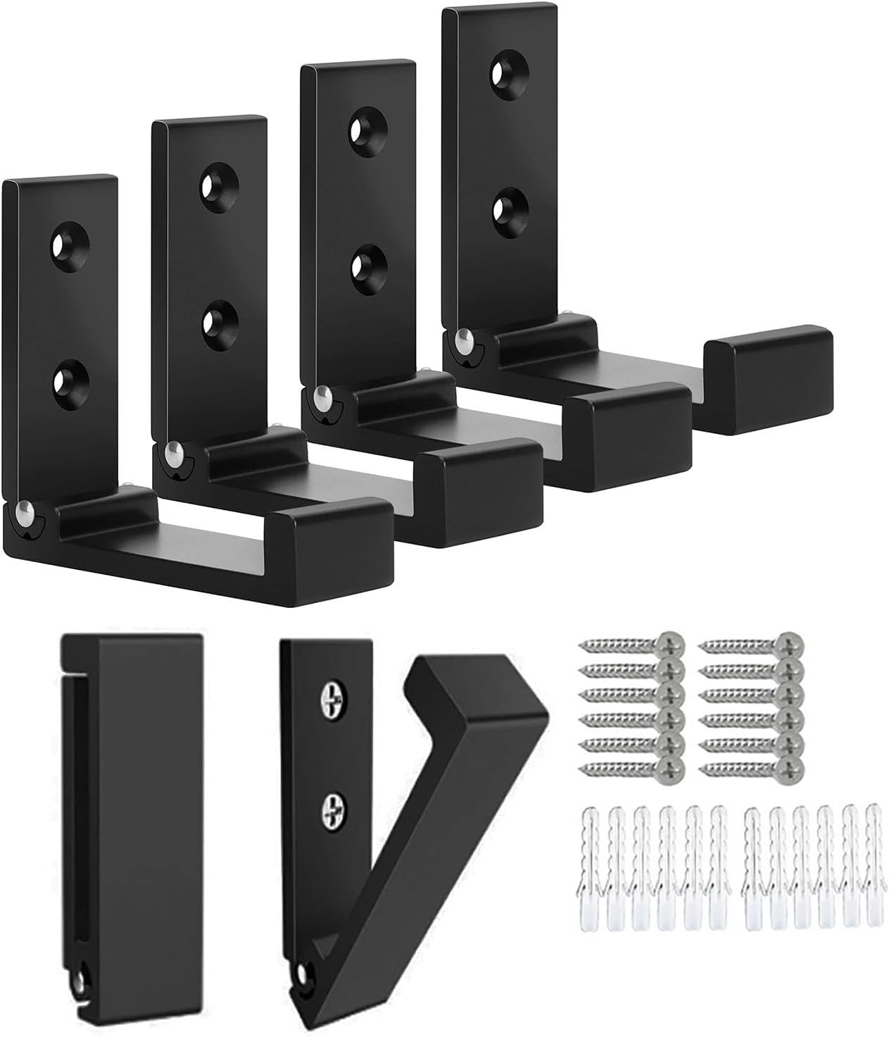 Wall Hook 2PCS Folding Coat Hooks for Hanging Heavy Duty Coat & Bag & Backpack & Hat & Headphone Foldable Coat Hooks Wall Mounted Saves Space (Black) - Image 3