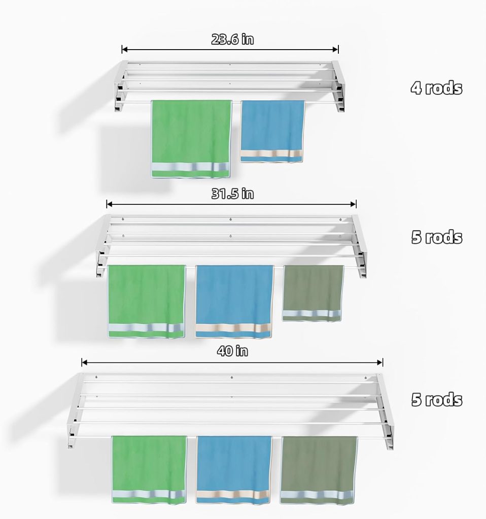 Wall-Mounted Collapsible Clothes Drying Rack, 31.5 in