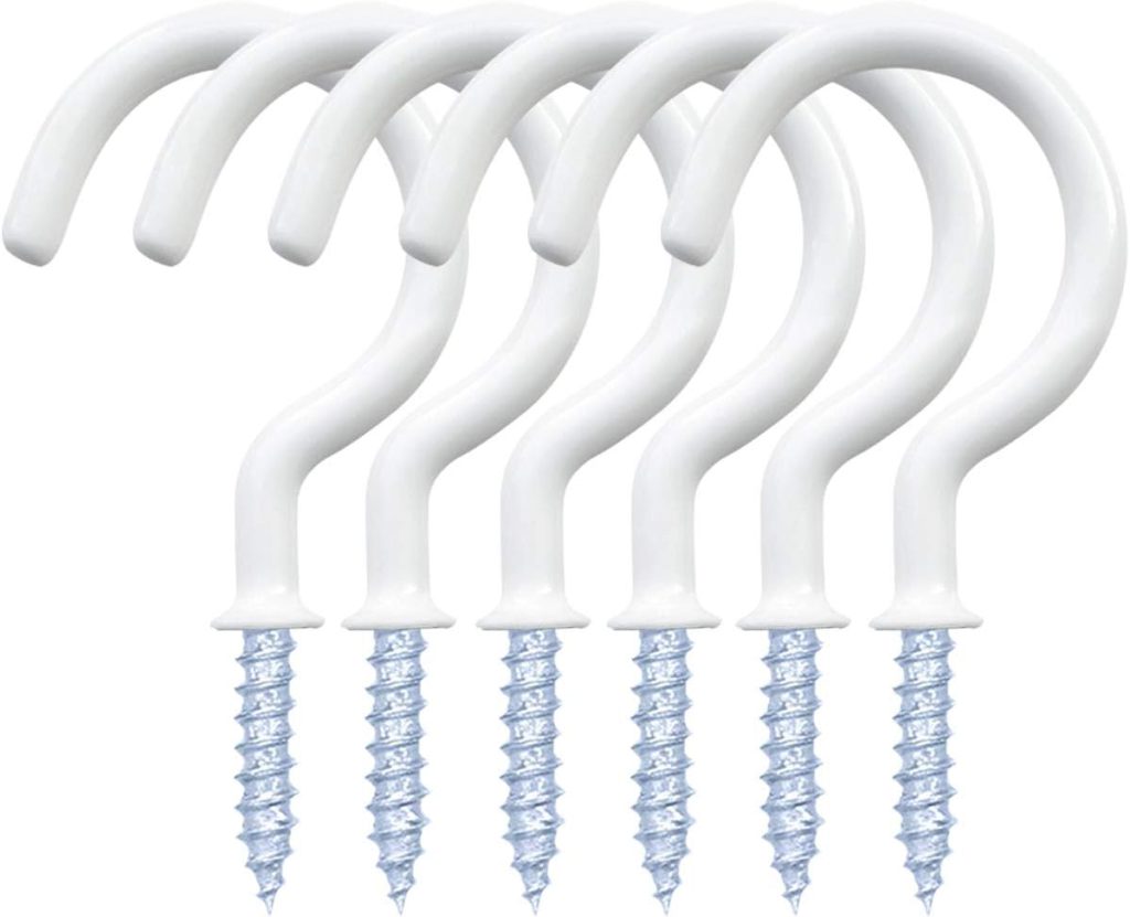 12 Pack Vinyl Coated Ceiling Hooks,Screw-in Mug Hooks,Multi-Function Wall Hooks Kitchen Hooks Cup Hooks for Indoors Outdoors (White, 1-1/4 Inch)