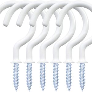 12 Pack Vinyl Coated Ceiling Hooks,Screw-in Mug Hooks,Multi-Function Wall Hooks Kitchen Hooks Cup Hooks for Indoors Outdoors (White, 1-1/4 Inch) - Image 1