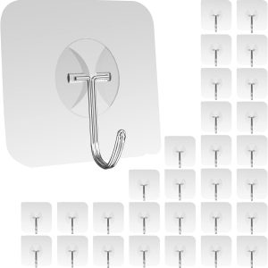 Large Hooks for Hanging Heavy-Duty 44Ib(Max) 10 Packs, Wall Hangers without Nails Self-Adhesive Traceless Clear and Removable, Waterproof and Rustproof Multiple Uses for Bathroom Kitchen Home - Image 2