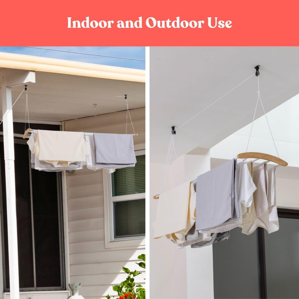 Ceiling-Mounted Pulley Clothes Drying Rack