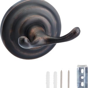 Basics Zinc Traditional Round Bathroom Towel and Robe Hook, Oil Rubbed Bronze, Easy Installation | Traditional, Round, Bathroom - Image 1