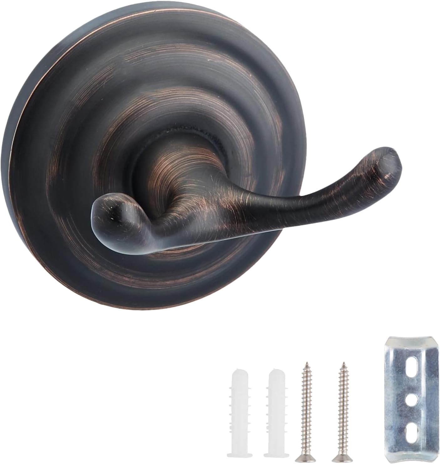 Basics Zinc Traditional Round Bathroom Towel and Robe Hook, Oil Rubbed Bronze, Easy Installation | Traditional, Round, Bathroom - Image 1