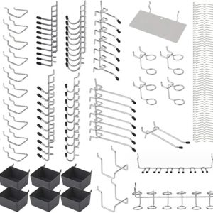 140-Piece Pegboard Hooks Assortment, Pegboard Accessories with Pegboard Bins for Organizing Various Tools - Image 1