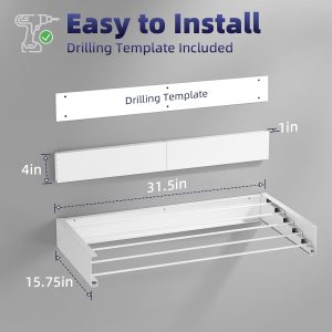 Wall-Mounted Collapsible Clothes Drying Rack, 31.5 in - Image 2