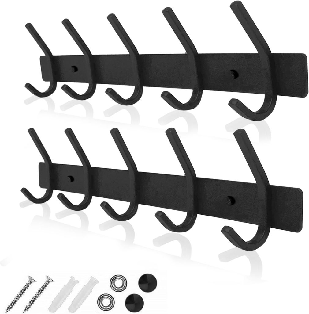 Coat Hooks for Wall - Stainless Steel Coat Racks (2 Pack) - Heavy Duty Coat Hook Wall Mounted - Premium Design Rust Free Coat Hanger for Clothes (Wooden Nickel)
