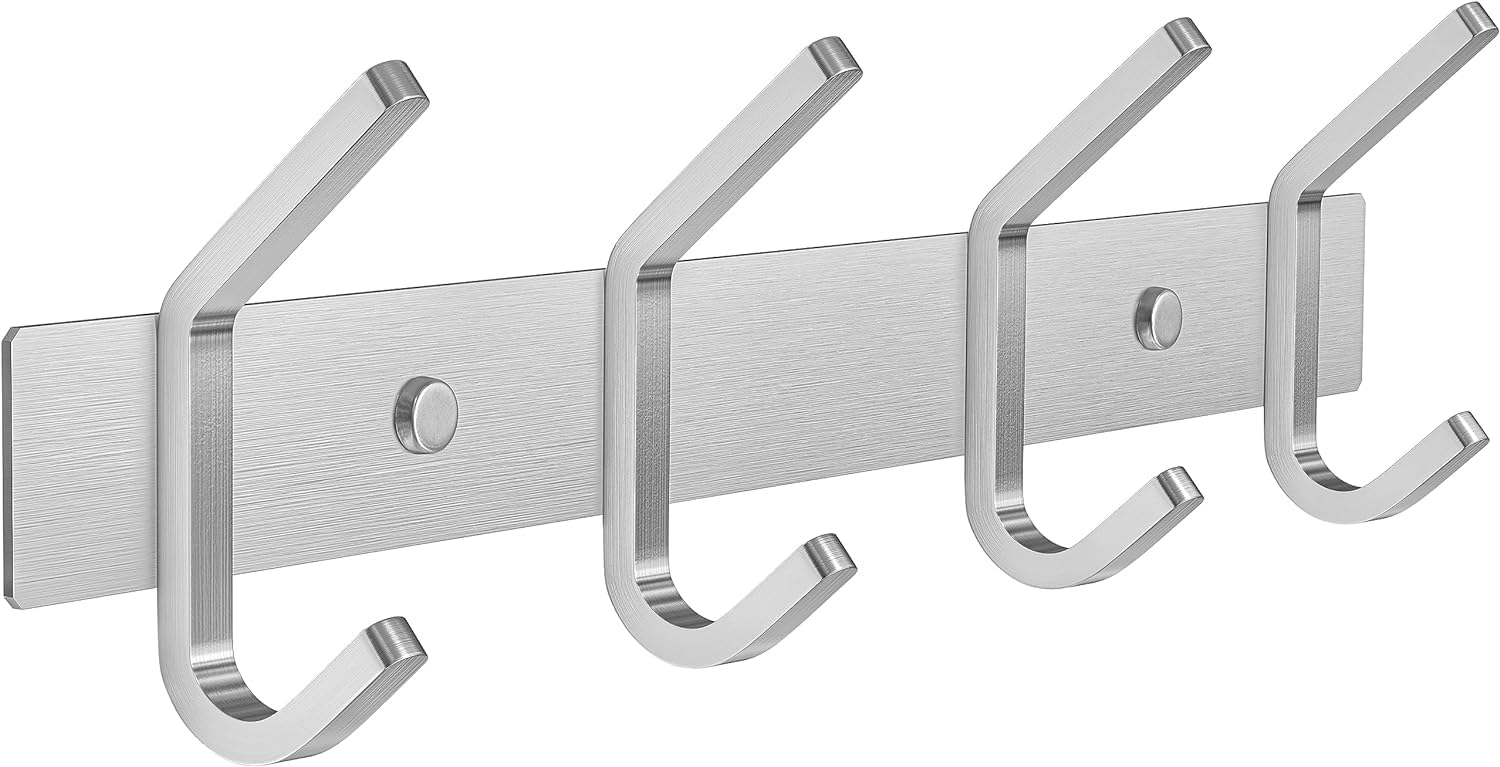 Brass Door Hooks, Towel Hook Stainless Steel Coat Hooks Wall Mounted Screw in Modern Metal Heavy Duty Coat Rack Row of Hooks Hanger Robe Clothes Hat Hook for Bathroom Bedrooms (Gold) - Image 4