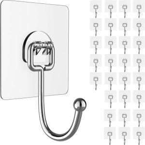 Large Hooks for Hanging Heavy-Duty 44Ib(Max) 10 Packs, Wall Hangers without Nails Self-Adhesive Traceless Clear and Removable, Waterproof and Rustproof Multiple Uses for Bathroom Kitchen Home - Image 6